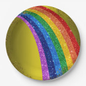 Goldene Glitzern und Glitzer Rainbow Einhorn Party Pappteller (Vorderseite)