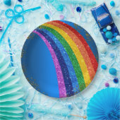 Goldene Glitzern und Glitzer Regenbogen Einhorn Bl Pappteller (Party)