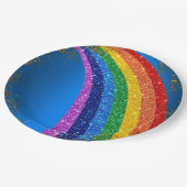 Goldene Glitzern und Glitzer Regenbogen Einhorn Bl Pappteller (Schrägansicht)