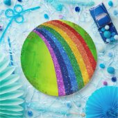 Goldene Glitzern und Glitzer Regenbogen Einhorn Gr Pappteller (Party)