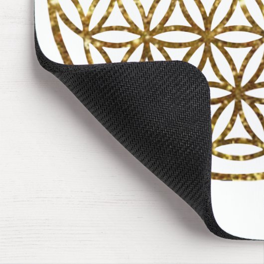 Goldene glitzernde Blume des Lebens Mousepad (Ecke)