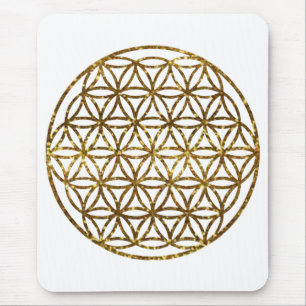 Goldene glitzernde Blume des Lebens Mousepad