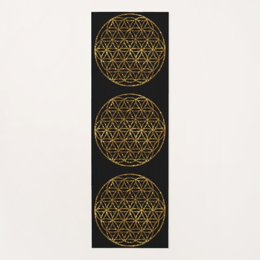 Goldene glitzernde Blume des Lebens Yogamatte (Vorderseite)