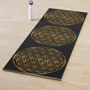 Goldene glitzernde Blume des Lebens Yogamatte