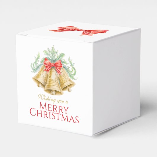 Goldene Glocken Aquarell Rote Weihnachten Geschenkschachtel (Vorderseite)