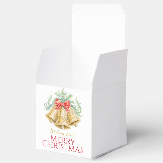Goldene Glocken Aquarell Rote Weihnachten Geschenkschachtel (Geöffnet)