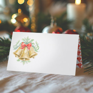 Goldene Glocken Aquarell Rote Weihnachtsfeier Platzkarte