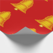 Goldene Glocken auf rotem Geschenkpapier (Ecke)