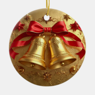 Goldene Glocken-Feiertagsornament Keramik Ornament