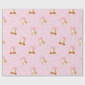 Goldene Glocken mit rosa Bogen Geschenkpapier (Flach)