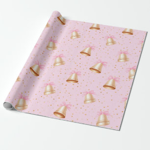 Goldene Glocken mit rosa Bogen Geschenkpapier