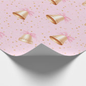 Goldene Glocken mit rosa Bogen Geschenkpapier (Ecke)