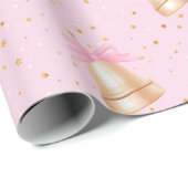 Goldene Glocken mit rosa Bogen Geschenkpapier (Rolleneckpunkt)