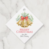 Goldene Glocken und rote Bogen - Aquarellfarben We Geschenkanhänger (Vorderseite)