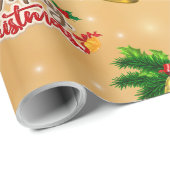 Goldene Glocken Vintager Text Weihnachtswrapping P Geschenkpapier (Rolleneckpunkt)
