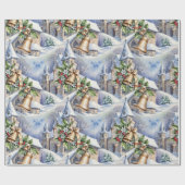 Goldene Glocken zum Weihnachtsfest Geschenkpapier (Flach)