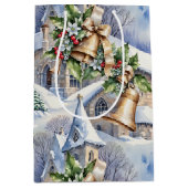 Goldene Glocken zum Weihnachtsfest Mittlere Geschenktüte (Vorderseite)
