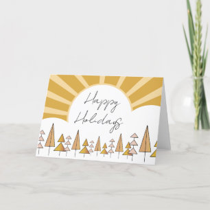 goldene glückliche Feiertage Retro-Christbäume Son Feiertagskarte