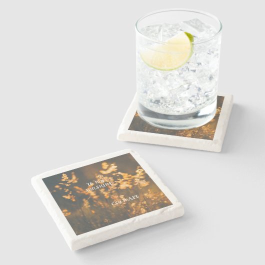 goldene Glühehoase Steinuntersetzer (Seitenansicht)