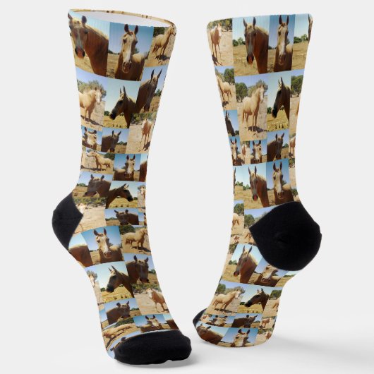 **"Goldene Gnade: Ein Palomino-FotoCollage"** Socken (Gewinkelt)