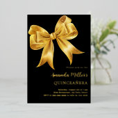 Goldene Goldbucht Quinceanera Folieneinladung (Stehend vorne)