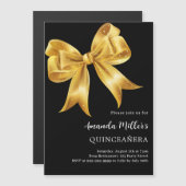 Goldene Goldbucht Quinceanera Magneteinladung (Vorne/Hinten)