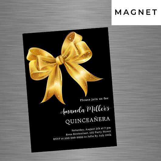Goldene Goldbucht Quinceanera Magneteinladung