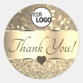 Goldene Golden Glitzer Stars Danke-Logo Runder Aufkleber (Vorderseite)