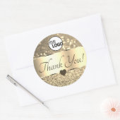 Goldene Golden Glitzer Stars Danke-Logo Runder Aufkleber (Umschlag)