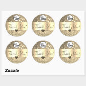 Goldene Golden Glitzer Stars Danke-Logo Runder Aufkleber (Blatt)