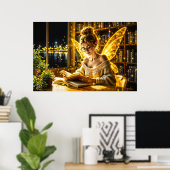 Goldene goldene Flügel gemütliche Bibliothek Poster (Heimbüro)