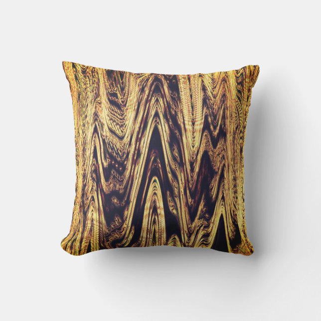 Goldene goldene Wave Patterns Abstrakte Glitterie Kissen (Vorderseite)