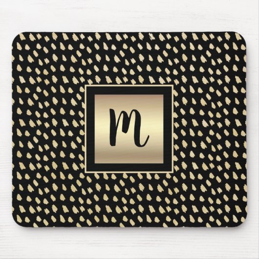 Goldene Goldfolie, moderne, fette Monogramm-Schrif Mousepad (Vorne)