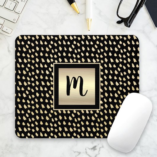 Goldene Goldfolie, moderne, fette Monogramm-Schrif Mousepad