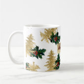 Goldene Goldfolie, Rot-Grün-Efeu-Weihnachtsbaum Kaffeetasse (Links)