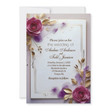 Goldene Goldrahmverheiratung mit tiefrosa Rosen