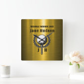 Goldene Goldschmiedetafel Quadratische Wanduhr (Zuhause)