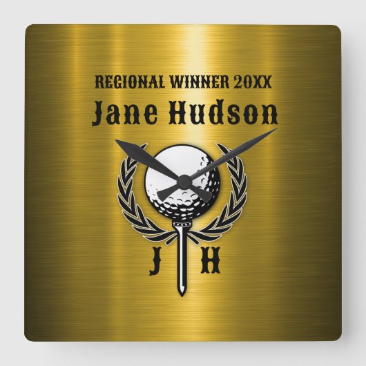 Goldene Goldschmiedetafel Quadratische Wanduhr (Vorderseite)