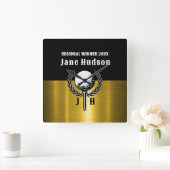 Goldene Goldschmiedetafel Quadratische Wanduhr (Zuhause)