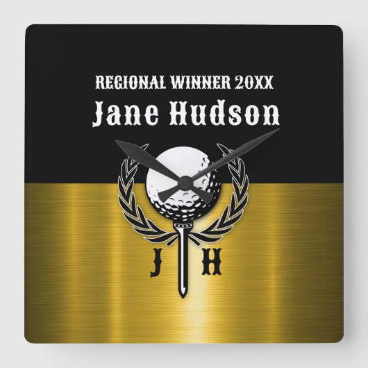 Goldene Goldschmiedetafel Quadratische Wanduhr (Vorderseite)