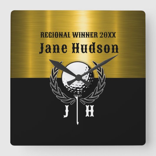 Goldene Goldschmiedetafel Quadratische Wanduhr (Vorderseite)