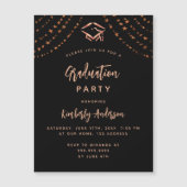 Goldene Goldstars der Schwarzen Rose - Luxus-Absch Magneteinladung (Vorderseite)