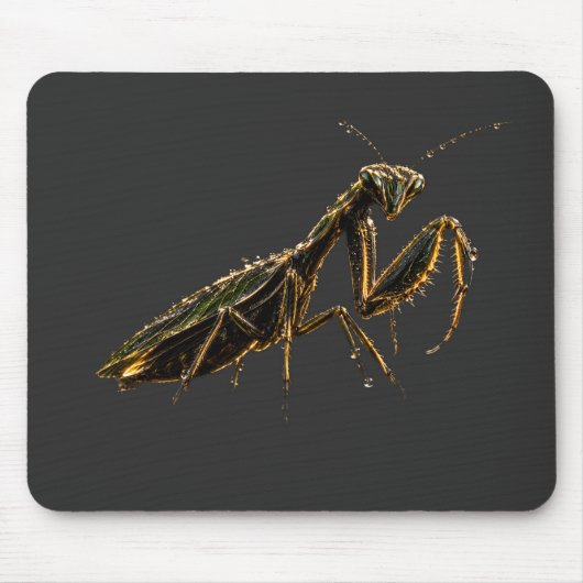 Goldene Gottesanbeterin Schwarz & Gold Mousepad (Vorne)