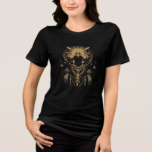 Goldene Göttin Aura Tri-Blend Shirt (Vorderseite)