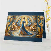 Goldene Göttin im Jugendstil Karte (Gelbe Blume)