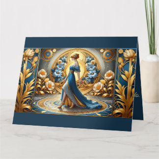 Goldene Göttin im Jugendstil Karte