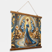 Goldene Göttin im Jugendstil Wandteppich Mit Holzrahmen (Gewinkelt)