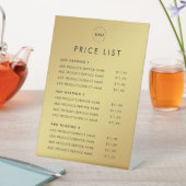 Goldene Gradient Add Logo Preisliste Schönheitssal Sockelschild (In Situ)