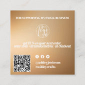 Goldene Gradientenrücklaufreihenfolge Vielen Dank Quadratische Visitenkarte (Rückseite)