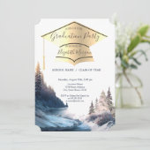 Goldene Graduationskappe, Landschaft, Abschluss de Einladung (Stehend Vorderseite)